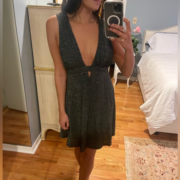 Free People Plunge Glitter mini dress size small - Picture 6 of 6